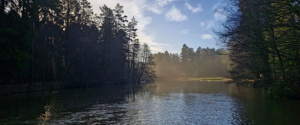 An early morning view of the lake at Mallards Pike.