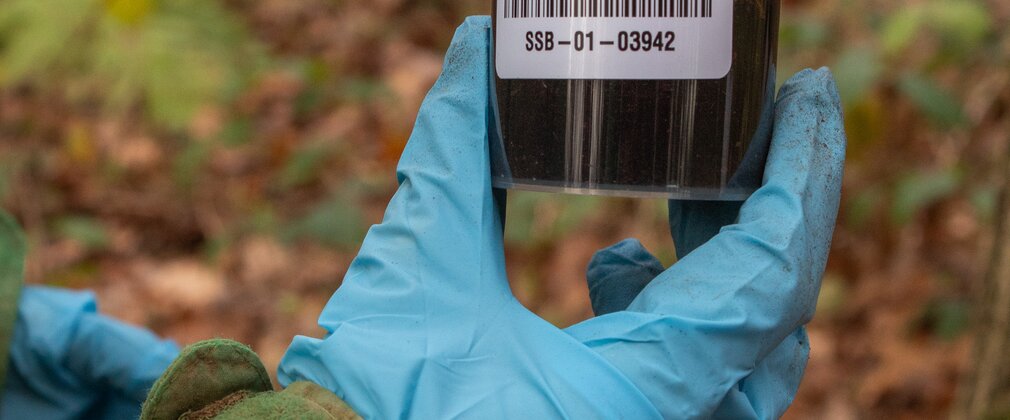 Man holding sample