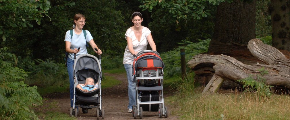 Women walking with buggys easy access