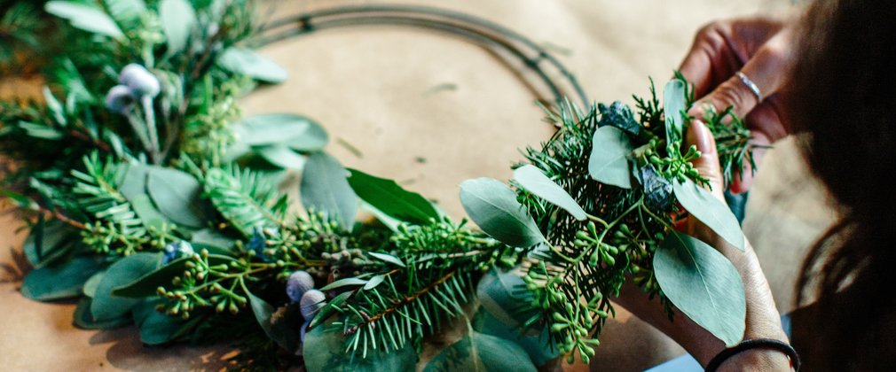 Christmas wreath making