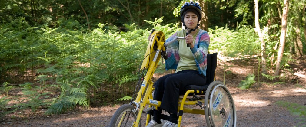 Rider on an adaptive bike 