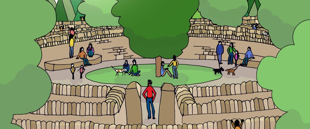 Dalby dry stone wall maze finish