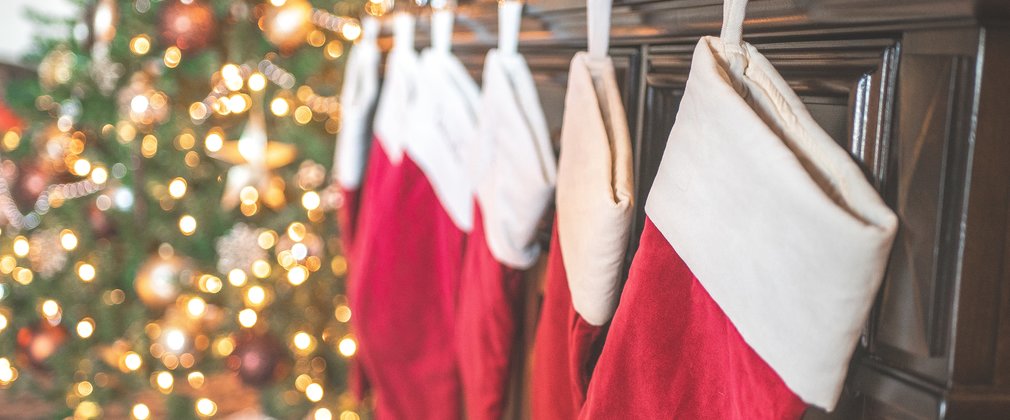 Christmas stockings on the fireplace
