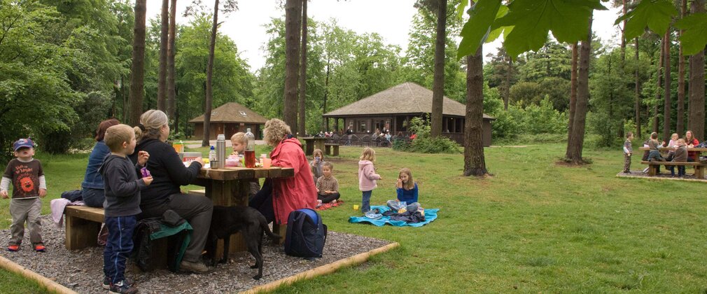 Family having picnic at Wendover Woods 
