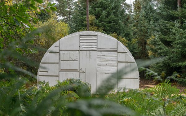 End profile view of Rachel Whiteread's Nissen Hut, Dalby Forest