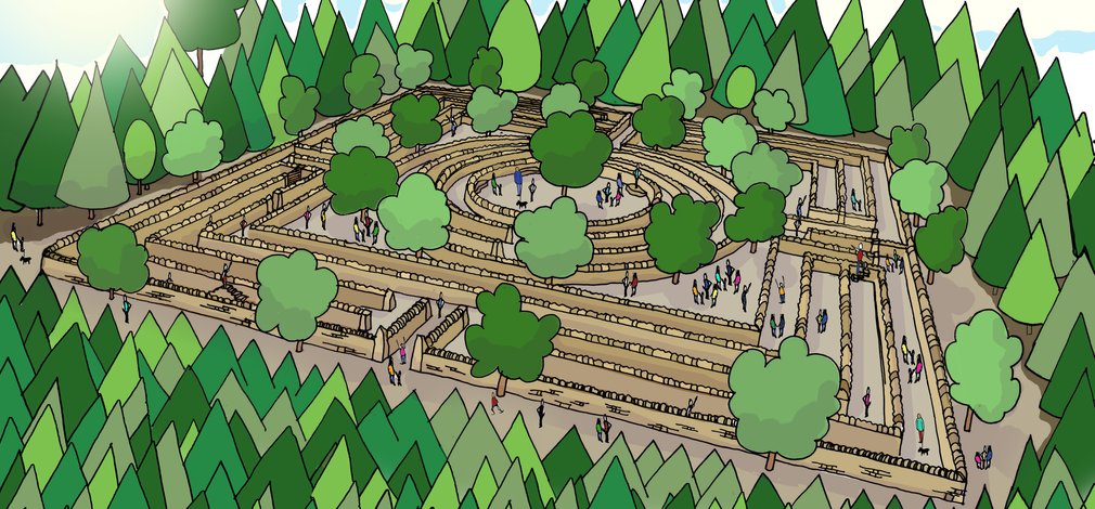 Dalby dry stone wall maze illustration