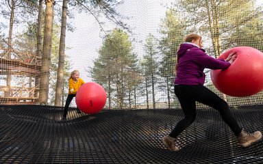 kids playing on outdoor nets activity