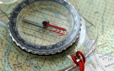 Compass on a map