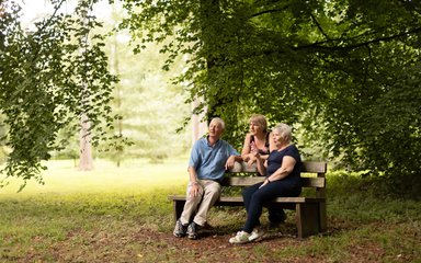 Seniors Sitting on a Bench 