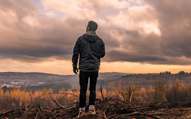 Man in forest