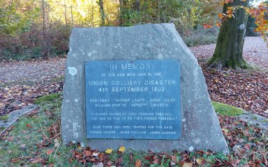 Stone memorial dedicated to the Union Colliery Disaster