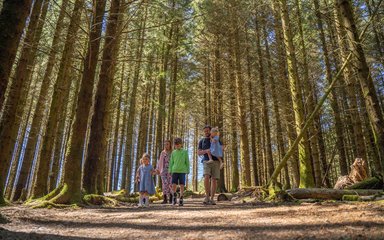 Family in forest