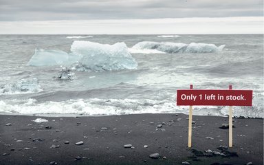 Only 1 left in stock sign next to melting ice cap