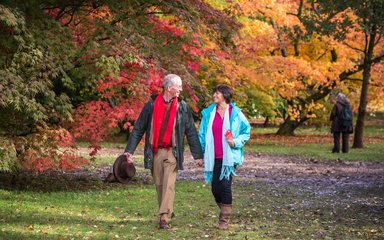 Couple walking in autumn 