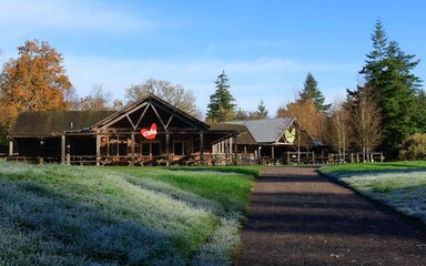 Alice Holt Forest Visitor Centre on a frosty morning