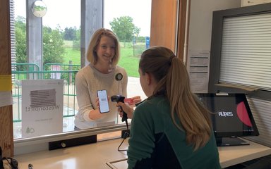 Tickets being scanned at Welcome Building