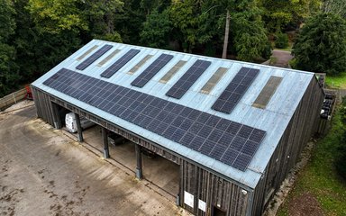 solar PV panels on roof at Westonbirt Arboretum