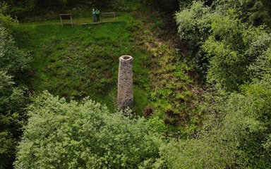 Aerial view of Bearland Chimney at Chargot Wood