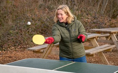 Women playing table tennis