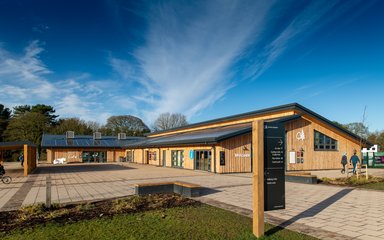 Delamere Forest Visitor Centre on a sunny day