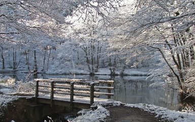Bridge covered in snow