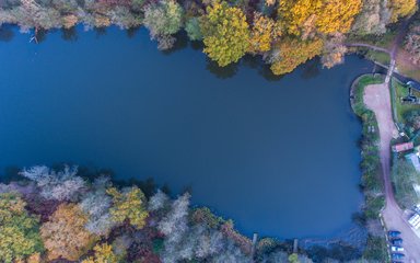 Aerial photo of spillway at Cannop Ponds