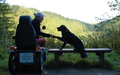 Visitor with Tramper and Dog