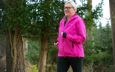 Dilly running in Haldon Forest 