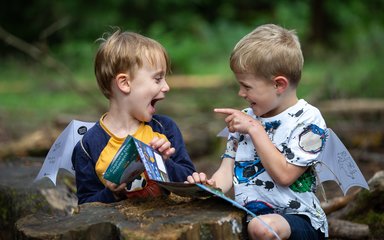 2 young boys laughing