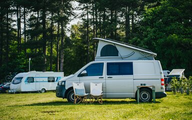 Campervan in a forest