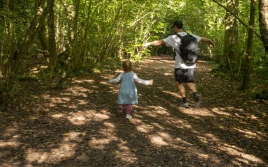 Parent and child at Leigh Woods