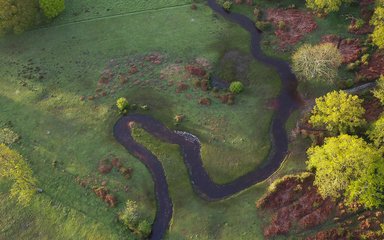 Aerial view of river and landscape of Fletchers Water