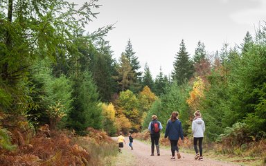 family walking through forest of dean