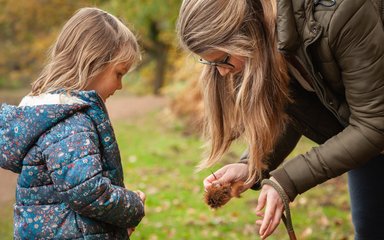 Young girl learning with parent 