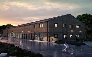 A CGI image of the new Forestry England seed extractory building