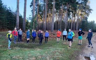 Group of runners getting out on the trails