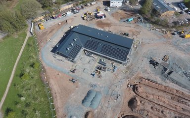 Aerial view of new visitor centre under construction