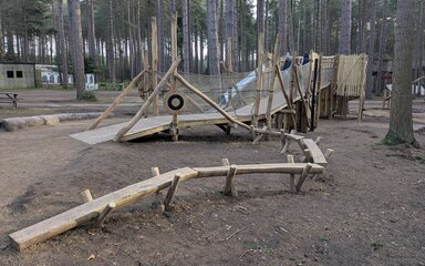 Timber balance beam and accessible bridge structure - play area
