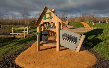 Timber playhouse climbing structure