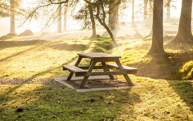 Picnic table at sunrise