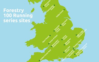 Map of Forestry 100 Running series locations