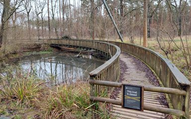 The Elephant Bridge at Salcey Forest shown with a 'closed' sign 