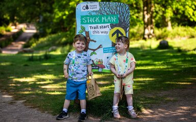 Kids doing stick man trail