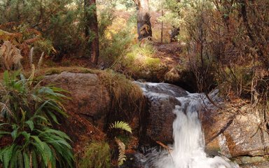 Waterfall over rocks 