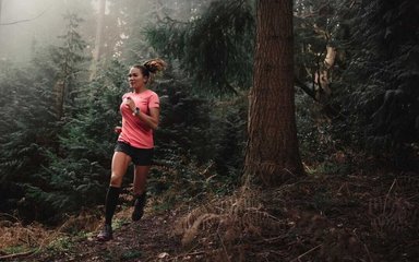 Susie Chan runs in the forest