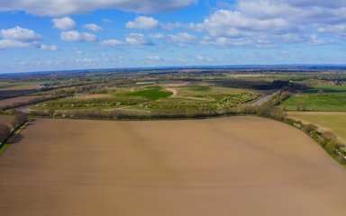 An aerial view of a field