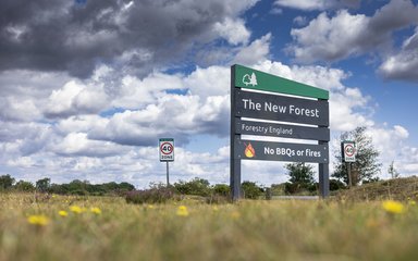 A sign for The New Forest including no BBQs or fires