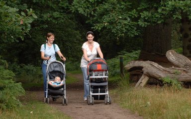 Women walking with buggys easy access