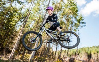 mountain biker on downhill route