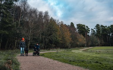 Accessible trail users with dog